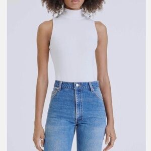 ★NWT Org $175 Re/Done×Hanes 60s Mock Neck Bodysuit Off White M★